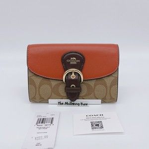 Coach C7374 Kleo Wallet In Signature Canvas Gold Khaki Multi NWT Org $250